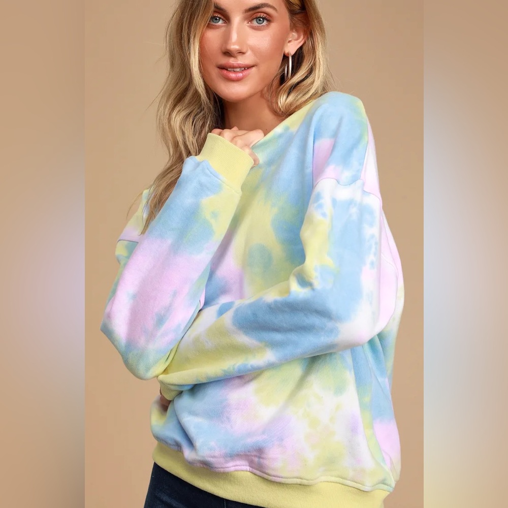 Lulus Pastel Multi Tie-Dye Pullover Sweatshirt